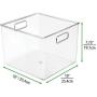 mDesign Plastic Food Storage Container Bin with Handles - for Kitchen, Pantry, Cabinet, Fridge/Freezer - Large Organizer for Snacks, Produce, Vegetables, Pasta - BPA Free, 10" Square, 8 Pack - Clear