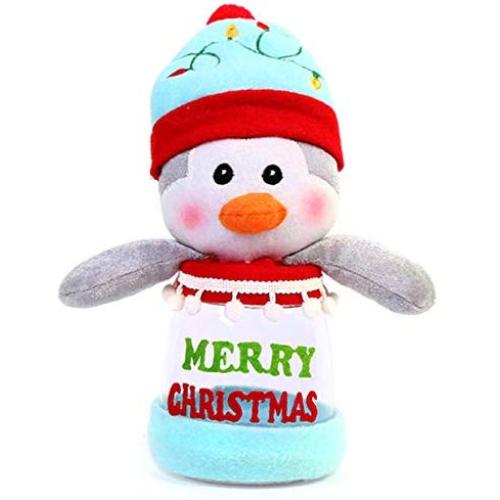 LALANG Transparent Plastic Christmas Candy Cans,Cookie,Treats and Chocolate Decorative Holiday Storage Jars with Lid(penguin)