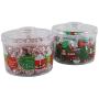 Christmas Containers for Holiday Cookies Candy and Treats with Lids-Light weight and Stackable Bundle of 2 Plastic Jars