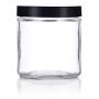 Large Clear Thick Glass Straight Sided Jar - 16 oz / 480 ml (4 Pack) + Labels