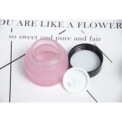 2PCS 50ml/1.7oz Empty Refillable Pink Glass Cream Jar Tins with Screw Cap and Inner Pad Cosmetic Container Pot Storage Holder Sample Package for Cream Lotion Lip Balm Ointments Eye Shadow