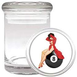 Customized Collectables Pinup Girl 8 Ball Sexy Vintage Medical Odorless Glass Jar