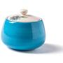 Japanese Retro Floral Handmade Sugar Bowl Lidded Bowl Sugar Dispenser Salt Pepper Storage Jar Pot Sugar Container Seasoning Pot Holder for Home and Kitchen,Blue