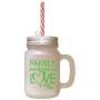 Green Family Where Life Begins Love Never Ends #1 Frosted Glass Mason Jar With Straw