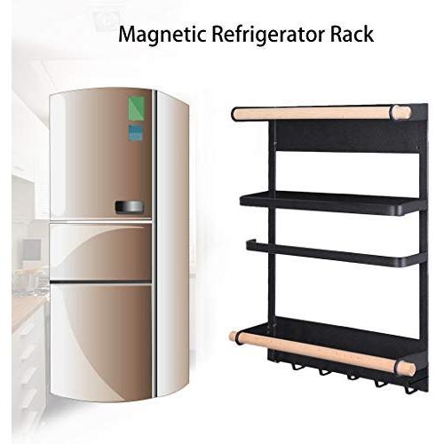 HAWC-US Direct Magnetic Fridge Organizer Storage Rack,Kitchen Rack, Paper Towel Holder, Rustproof Spice Jars Rack, Heavy Duty Wall Shelf,13.4x9.4x2.7inch