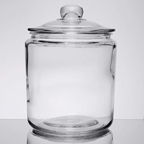 Glass Cookie Jar or Candy Jar or Penny Jar with Glass Lid, 1 Gallon Old Fashioned Clear Round Storage Container