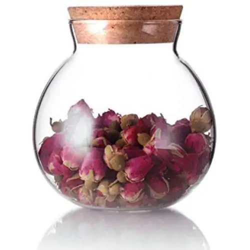 Pot en verre rond transparent de 500 ml (17 fl oz) TOPWEL, idéal pour décorer, stockage ou comme pot à souches, avec bouchon en liège. Pot en verre rond transparent de 500 ml (17 fl oz) TOPWEL, idéal pour décorer, stockage ou comme pot à souches, avec bouchon en liège.