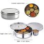 Spice Container - Masala Dabba - 7 Compartments, masala box,steel masala dabba,Spice container box,stainless steel spice box indian masala dabba with 7 spice containers,Stainless Steel Masala Dabba