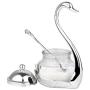 Moligh doll Aluminum alloy Condiment Pot Seasoning Container Spice Glass Jar Salt Sugar Bowl Pepper Coffee Storage Organizer Swan Rack Set Silver