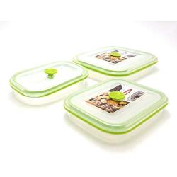 eeZe Life SCFC2-3pcs 100% Pure Silicon collapsible Food container LFGB Food Grade (3-pcs Rectangular)