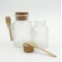 2PCS Clear Empty ABS Plastic Bath Salt Comestic Powder Bottle Jar Pot With Wooden Cork Lid And Spoon Cream DIY Container (200ML / 6.8oz)