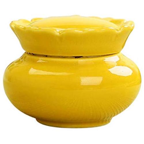 Ceramic Mini Tea Storage Containers Tea Coffee Tins, Food Storage Container for Herb, Candy, Chocolate, Sugar, Spices - Yellow