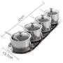 Ensemble de Pots en Inox pour Condiments, 3 avec Cuillères et Couvercle en Verre Transparent, Jeu de Pots de Conserve pour Épices avec Support, pour Rangement Cuisine Ensemble de Pots en Inox pour Condiments, 3 avec Cuillères et Couvercle en Verre Transparent, Jeu de Pots de Conserve pour Épices avec Support, pour Rangement Cuisine