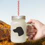 Brown Porcelaine Silhouette Frosted Glass Mason Jar With Straw