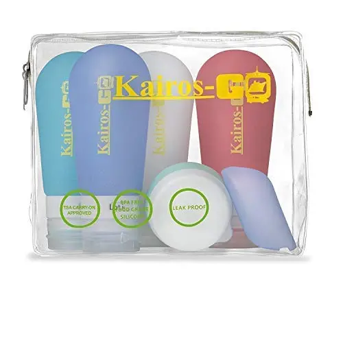 KAIROS-GO Ultimate 6-Piece Refillable Hand Sanitizer Bottles Travel Toiletry Bottles Set –4x 3oz Leakproof & TSA-Approved Silicone Portable Toothbrush Holder & Cream/Pills Jar Camping Hiking KAIROS-GO Ultimate 6-Piece Refillable Hand Sanitizer Bottles Travel Toiletry Bottles Set –4x 3oz Leakproof & TSA-Approved Silicone Portable Toothbrush Holder & Cream/Pills Jar Camping Hiking