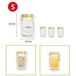 Newhaa 15/20Pcs Jar Shape Food Storage Bags Reusable Ziplock Bags Ideal for Snack Lunch Sandwich Fruit (15pcs)