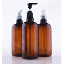 2PCS 500ML /17 oz BPA Free Amber Plastic Empty Large Pump Bottles Dispenser Jars Container For Bathroom Body Wash Lotion Soap Cream Shower Liquid Cosmetic Foundations