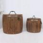 lzndeal Storage Barrel Canister,Tea Bucket,Coffee Bean Canister,Mini Wooden Barrel Canister Storage Box for Tea Leaf Flour Coffee Bean