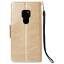 Soft PU Leather Wallet Case for Huawei Mate 20,Flip Stand Case for Huawei Mate 20,Moiky Classic Retro Gold 3D Owl Design Solid Color Purse Folio Magnetic Cover with Wrist Strap