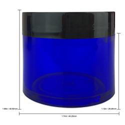 Beauticom 24 Pieces 30G/30ML(1 Oz) Thick Wall Round COBALT BLUE Plastic Container Jars with Black Flat Top Lids - Leak-Proof Jar - BPA Free