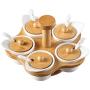 Ceramic Spice containers, 5Stück Set Wood Gewürzrack Spice pots with Spoons Cover Storage jar Spice
