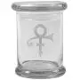 Clear 8 oz Glass Herb Stash Jar and Lid with Prince Symbol from Smoke Promos