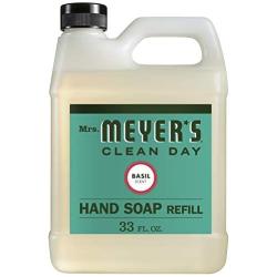 Mrs. Meyers Clean Day Liquid Hand Soap Refill, Cruelty Free and Biodegradable Formula, Basil Scent, 33 Oz