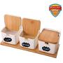 Conteneur à Sucre avec Couvercles et Cuillères, 250 ml de Pot en Céramique à Sucre avec Cuillère, Récipient à Condiments et Épices, Assiette en Porcelaine pour Sucre, Service, Épices, Sel