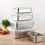 Boîtes de Rangement de Cuisine E-House, Boîtes de Repérage Alimentaire, Boîtes de Conservation en Acier Inoxydable, Boîte Rectangulaire Bento 4L Étanchée - Argent