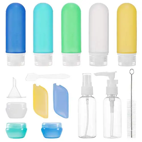 17 Pack Travel Bottles TSA Approved,3OZ Leakproof Silicone Refillable Travel Size Containers for Toiletries, BPA Free Travel Accessories Tubes Cosmetic Shampoo Conditioner Lotion Soap (Blue) 17 Pack Travel Bottles TSA Approved,3OZ Leakproof Silicone Refillable Travel Size Containers for Toiletries, BPA Free Travel Accessories Tubes Cosmetic Shampoo Conditioner Lotion Soap (Blue)