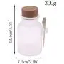 Bouteilles de Pétales de Sable ou Cosmétiques Vides en Plastique Transparent 4 Pièces avec Couvercle en Bois et Cuillère – Contenant DIY 300g (72 Étiquettes Stickers Gratuites)