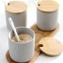 TNKML Ceramic Sauce Jar Set Seasoning Box Sugar Bowl Salt Sauce Spice Jar Cruet Storage Tank Kitchenware Spice Container-C
