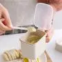 Boîte d'assaisonnement, étagère à épices, pots à condiment, contenants de stockage, cruets avec couvercle et cuillère – Utensiles de cuisine, couleur jaune clair.