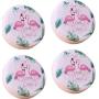 Healthcom 4 Pack Flamingo Tin Storage Boxes Bins Flamingo Cookie Tins Round Empty Jars Food Tins Storage Containers with Lids Jewelry Necklace Boxes,3.15”
