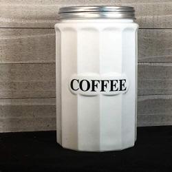 Glass COFFEE Canister/Container - Large Capacity Vintage Style Kitchen (White Milk)