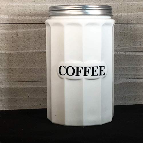Glass COFFEE Canister/Container - Large Capacity Vintage Style Kitchen (White Milk)