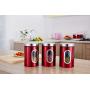 Jitnetiy 3 PCS Red Stainless Steel Kitchen Canister with Visible Window Candy Storage Jars for Kitchen Living Room