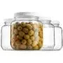 64 oz - 2 Quart Glasmachtig (4er Pack) - Weite Öffnung, Kunststoff-Airtight Deckel, USDA-Zugelassen, BPA-frei, Geschirrspülergeeignet für Fermentieren, Sonnen Tee, Kombucha, Trocken Lebensmittel Lagerung, Klar