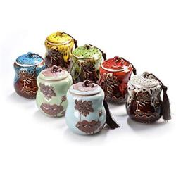 Tea Container Ceramic Sealed Cans Food Storage Jar Spice Sugar Bowl Household Tea Coffee Storage Bottles & Jars,8