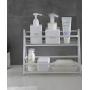 2-Tier Standing Spice Rack Organizer Kitchen Bathroom Countertop step Shelf Storage Cosmetic Makeup Jars Bottle Holder (White)