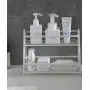 Étagère d'rangement à épices 2 niveaux surélevée pour cuisine salle de bain étagère de rangement pour pots de cosmétiques et pots de maquillage (Blanc) Étagère d'rangement à épices 2 niveaux surélevée pour cuisine salle de bain étagère de rangement pour pots de cosmétiques et pots de maquillage (Blanc)