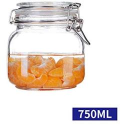 YunNasi Glass Favor Jars with Lids Airtight Canister Food Storage Canning Bottles Jar for Sauce Coffee Beans Cookies Candies Clear (25.62oz-750ml)