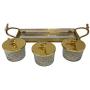Three Glass Jars with Gold Cover for Sugar/candy and Kitchen use with Tray Turkish made Gold Plated.
