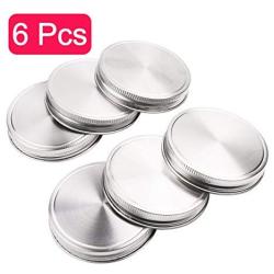 iiniim Stainless Steel Storage Solid Caps Lids for Wide Mouth Mason Jars 6pcs One Size