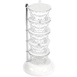 PSFS Kitchen Crystal Rotatable Spice Tower-Wall-Mounted Seasoning Storage Boxes Spice Jar Punch- Free Kitchen Wall Hanging Rotating Condiment Box (White)