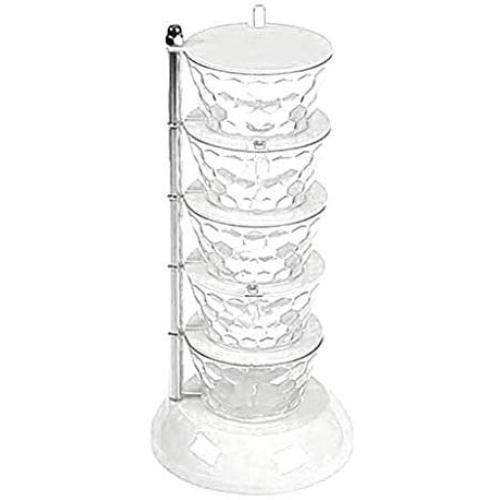 PSFS Kitchen Crystal Rotatable Spice Tower-Wall-Mounted Seasoning Storage Boxes Spice Jar Punch- Free Kitchen Wall Hanging Rotating Condiment Box (White)