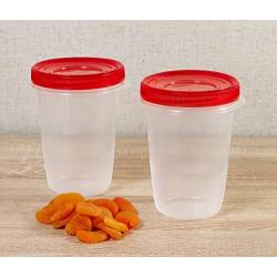 Rubbermaid TakeAlongs Twist & Seal Food Storage Containers, Tint Chili, 4 Cup, 2 Count FG7L0800FCLR