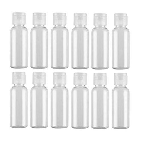 12Pcs (30ml/1oz) Clear Empty Plastic Bottle with Flip Lid Refillable Portable Makeup Holder Jars Pot Squeezing Bottle Travel Storage Sub Bottling for Lotion Liquids Emulsion Shampoo