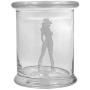 12 oz Clear Glass Herb Stash Jar and Lid with Cowgirl Silhouette