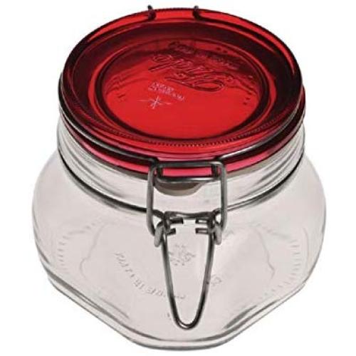 17.5 ounce RED glass top fido cannister canning storage jar - set of 6